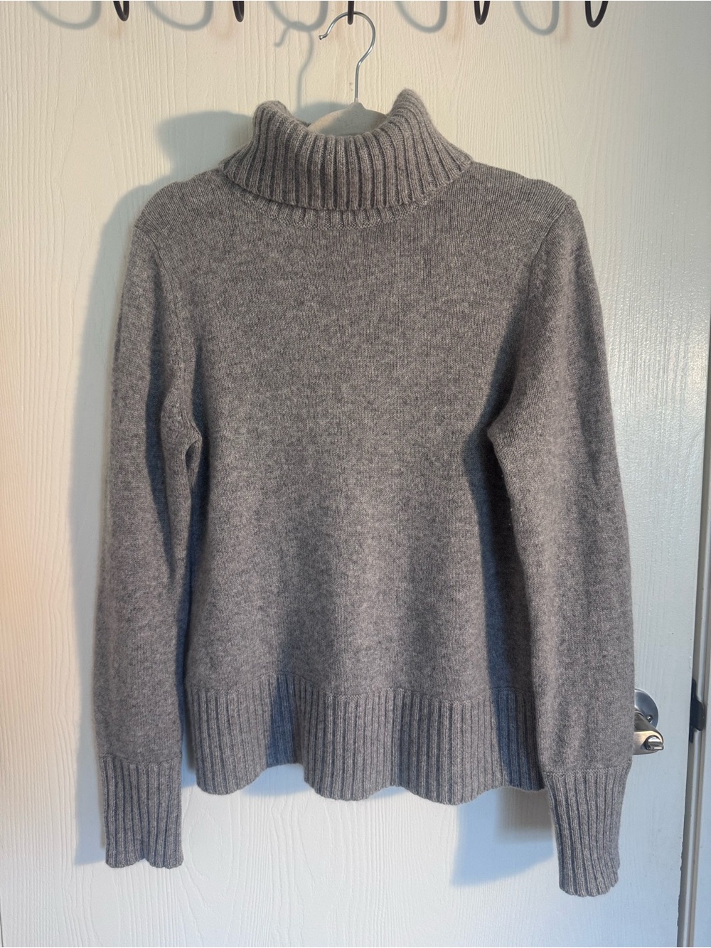 Women's Gray Ribbed Turtleneck Sweater